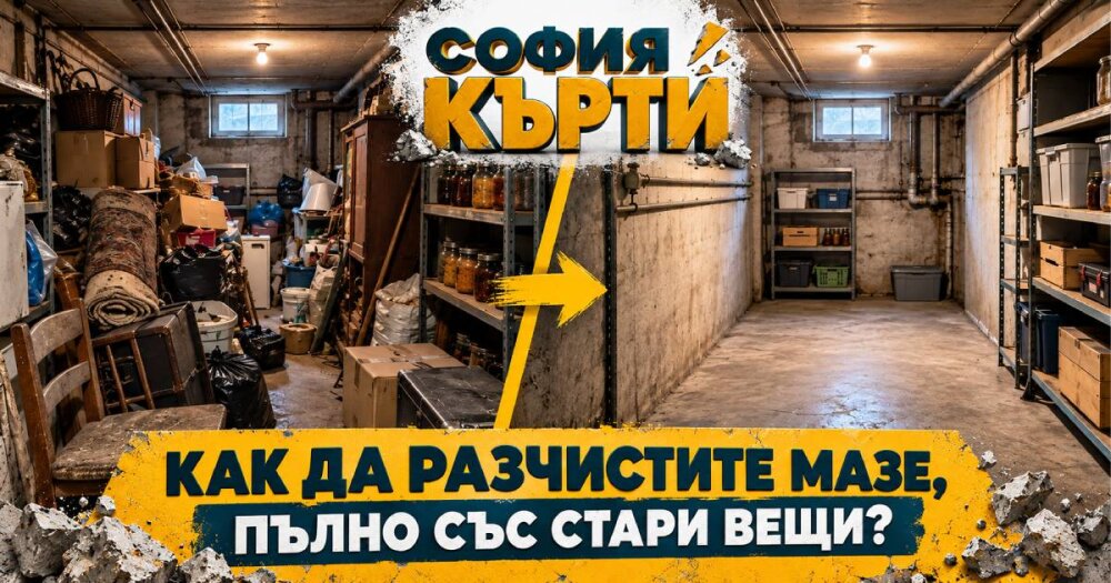 Разчистване на мазе в София – преди и след почистване от София Кърти.
